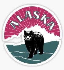 Retro Alaska travel ad, bear Sticker