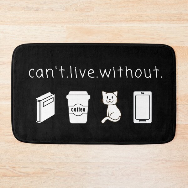 Item preview, Can't live without books, coffee, cat and smartphone designed and sold by printhappy.