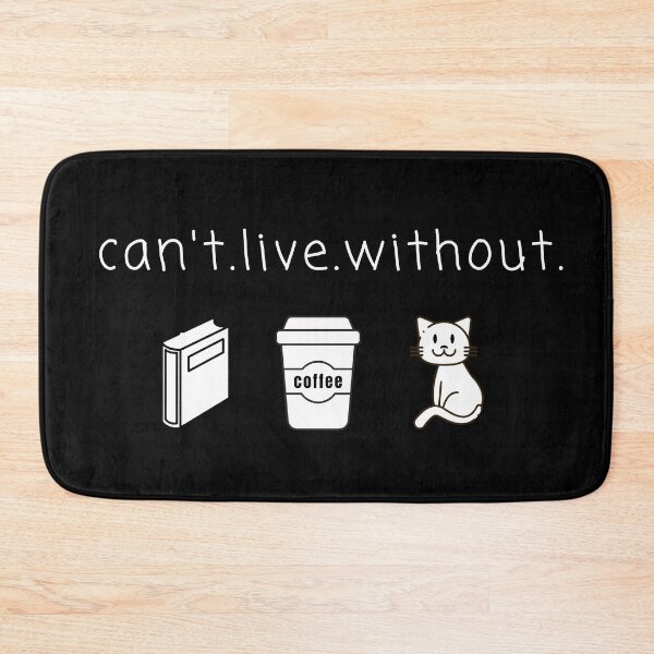 Item preview, Can't live without books, cat and coffee designed and sold by printhappy.