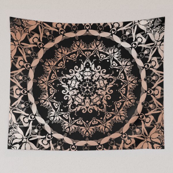 Item preview, Rose Gold Black Damask Mandala Five-Pointed-Star designed and sold by Nina Baydur.