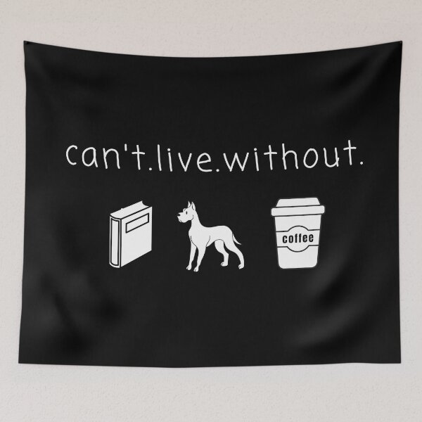 Item preview, Can't live without books, dogs and coffee designed and sold by printhappy.
