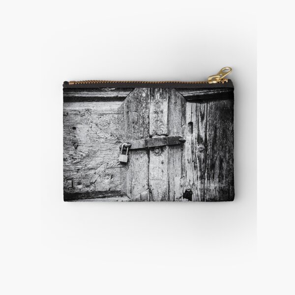 Item preview, Close-up of a locked wooden door in Crete, Greece | Black and White Photography designed and sold by Diana van Neck.