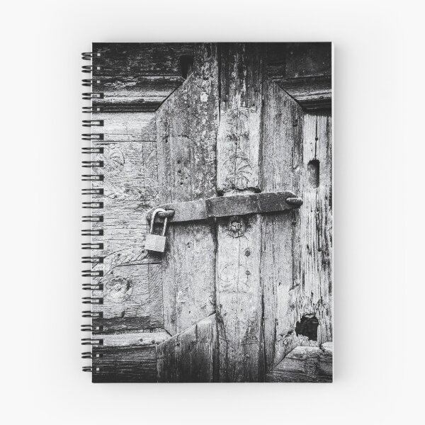 Item preview, Close-up of a locked wooden door in Crete, Greece | Black and White Photography designed and sold by Diana van Neck.