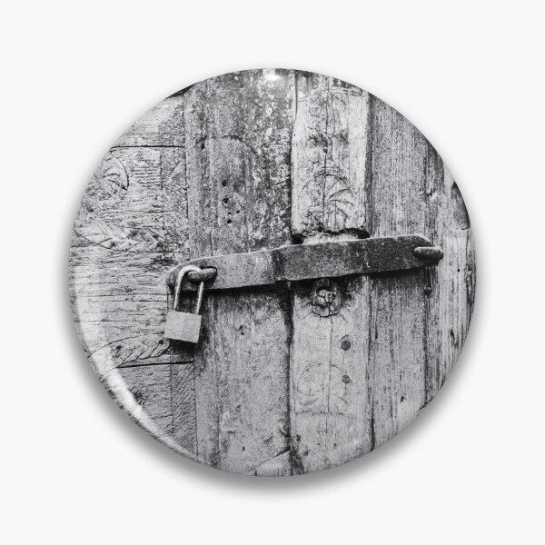 Item preview, Close-up of a locked wooden door in Crete, Greece | Black and White Photography designed and sold by Diana van Neck.