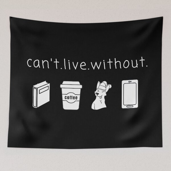 Item preview, Can't live without books, dogs, coffee and smartphone designed and sold by printhappy.