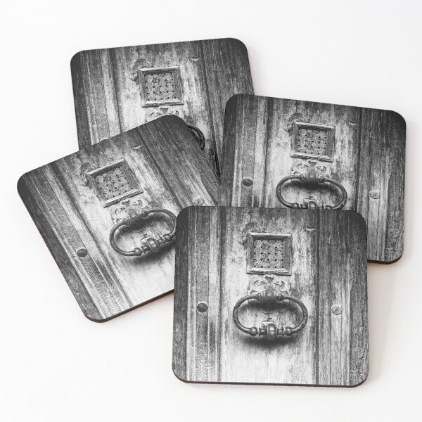 Item preview, Black and White close-up photo of a doorknob on a old wooden door in France  designed and sold by Diana van Neck.