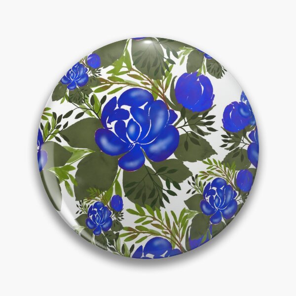 Artikelvorschau, Blumenfantasien Kühner Blumendruck in vibrierendem Blau entworfen und verkauft von OByD.
