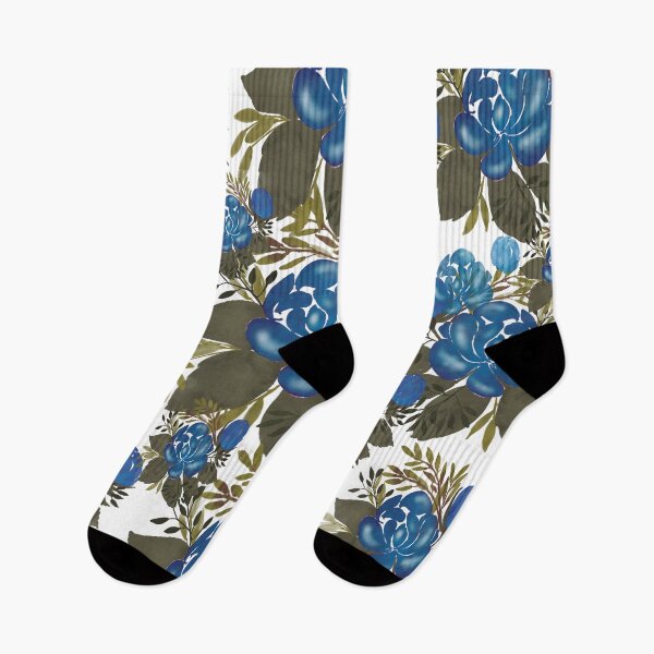 Item preview, Floral Fancies Bold Floral Print in Steel Blue designed and sold by OByD.