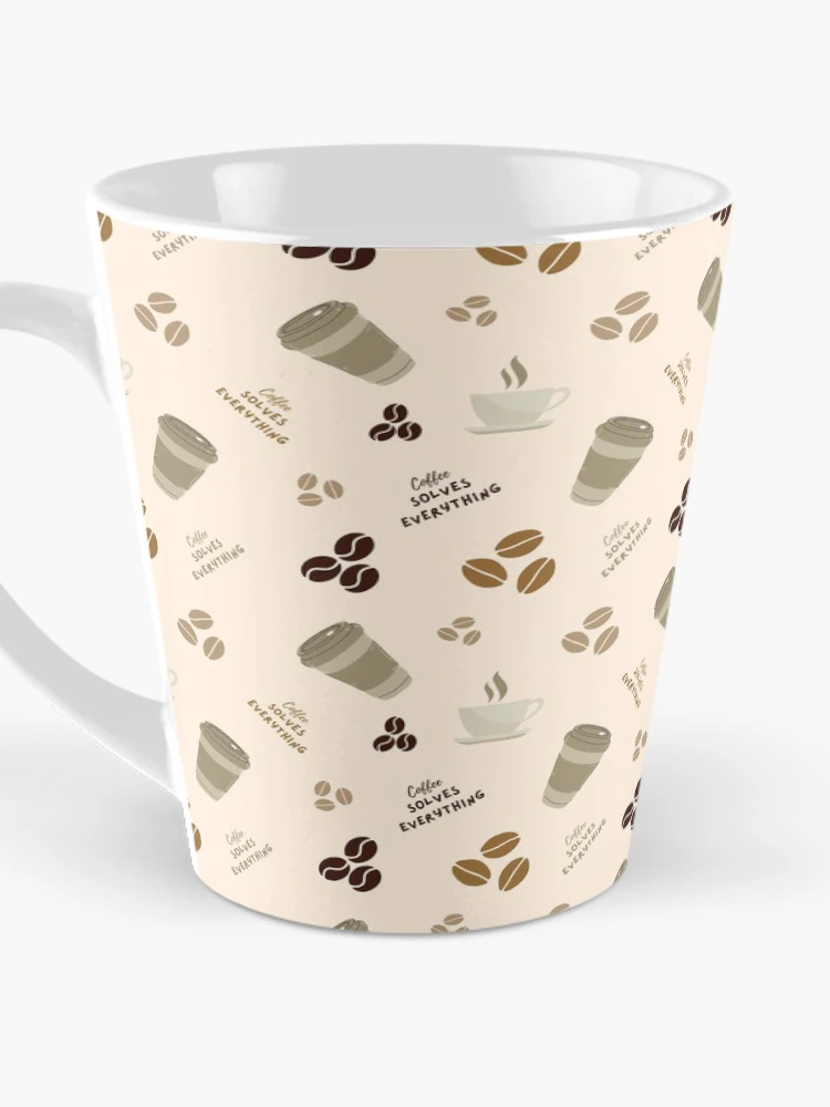 Thumbnail 3 of 4, Coffee Mug, Coffee Solves Everything Pattern designed and sold by Patternsthetic.