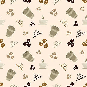 Artwork thumbnail, Coffee Solves Everything Pattern by Patternsthetic