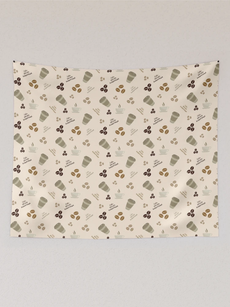 Thumbnail 2 of 3, Tapestry, Coffee Solves Everything Pattern designed and sold by Patternsthetic.