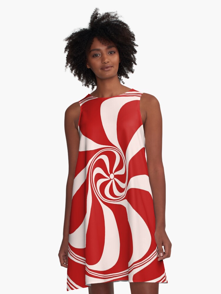 Red Peppermint Candy Swirl Abstract Design\