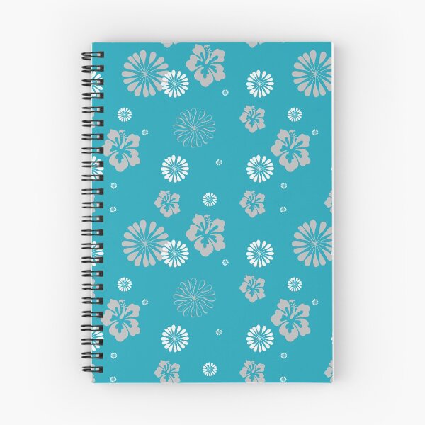 Item preview, Turquoise background with floral pattern white and beige designed and sold by Brontorino.