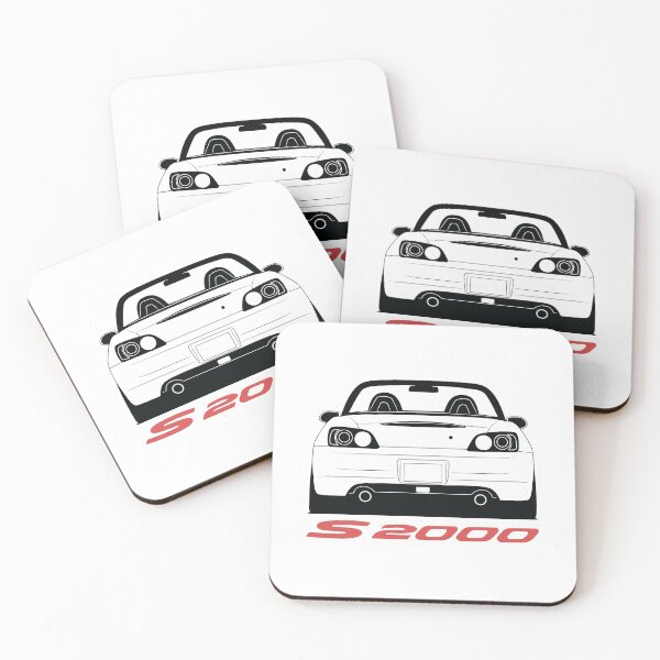 Honda S2000 AP1 - Back View Black Coasters (Set of 4)