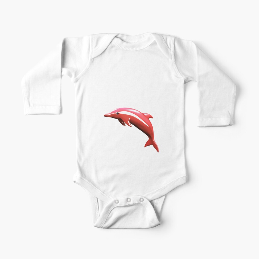 Cute 3d Red Dolphin Black Background Baby One Piece By 80sdolphin Redbubble