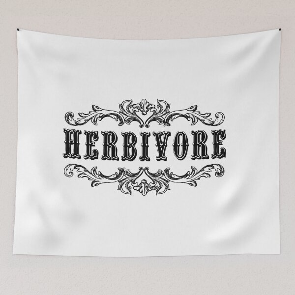 Item preview, Victorian Inspired "Herbivore" Design in Black on White designed and sold by LaDolceVegan.