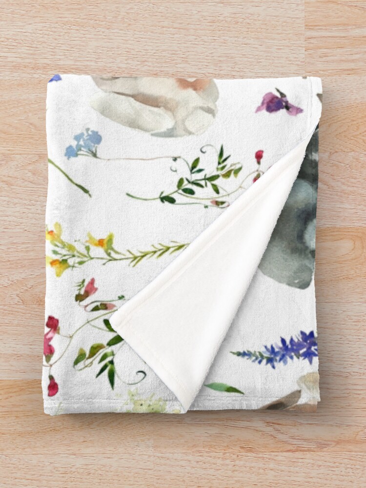 Alternate view of Easter Bunnies in Spring Wildflower Meadow Throw Blanket