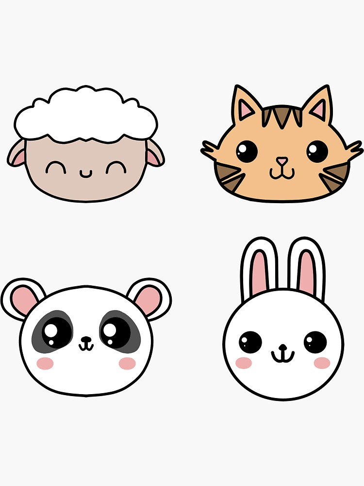 Cute Kawaii Animals Heads | Sticker