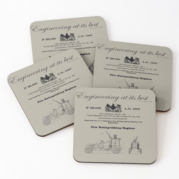 Item preview, Fire Extinguishing Engines patent from 1907 designed and sold by Redlilatomcad.