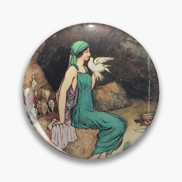 Artikelvorschau, Woman with dove at the entrance to a cave - Warwick Goble entworfen und verkauft von Vintage Designs +.