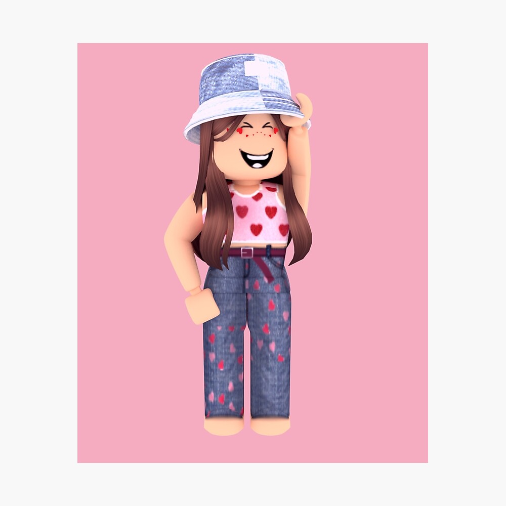 Valentines Aesthetic Roblox Girl Metal Print By Chofudge Redbubble - aesthetic roblox icon pink