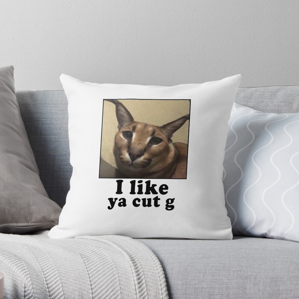 Big Floppa Cat Meme Throw Pillow for Sale by momshow