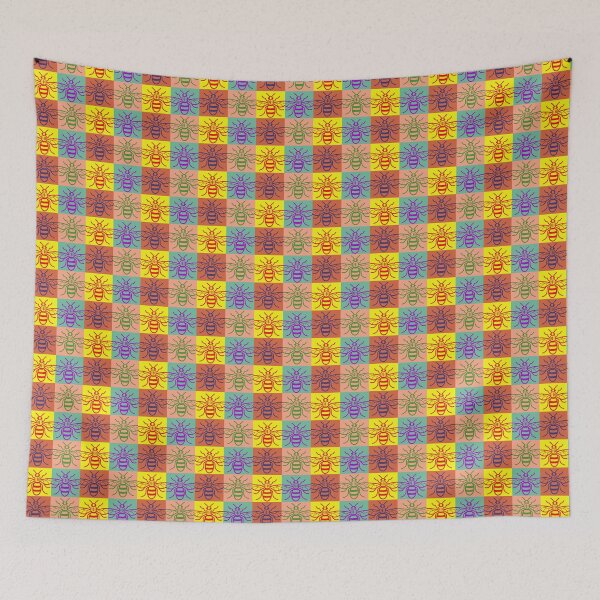 Item preview, Manchester Worker Bee retro 1960s style multicoloured pattern designed and sold by bravoalpha.