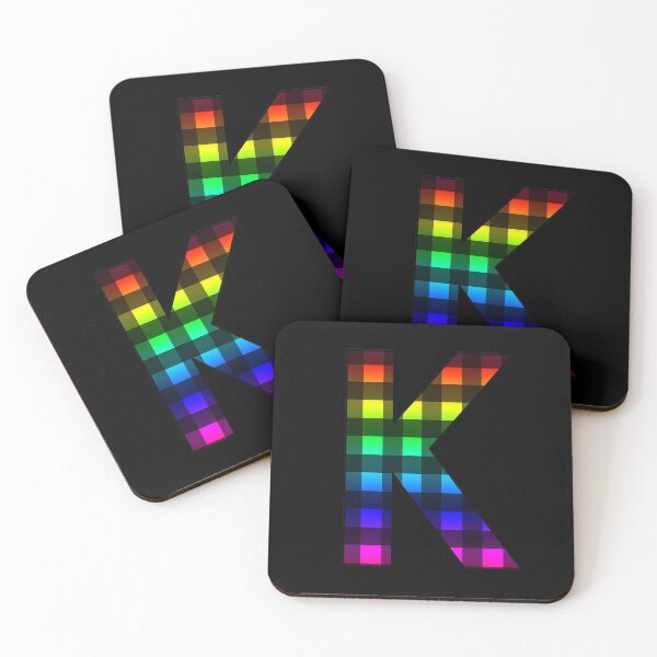 Item preview, The Letter K - Monogram in Rainbow and Black Buffalo Plaid designed and sold by Bumblefuzzies.