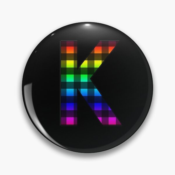 Item preview, The Letter K - Monogram in Rainbow and Black Buffalo Plaid designed and sold by Bumblefuzzies.
