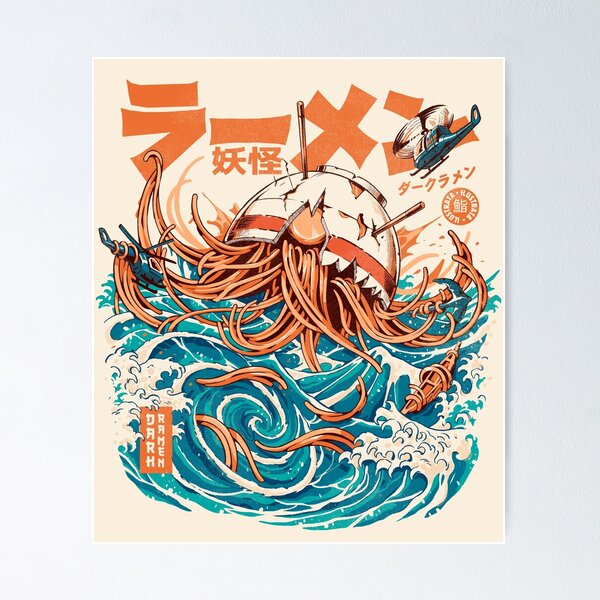Item preview, Dark Great Ramen off Kanagawa designed and sold by Ilustrata®.