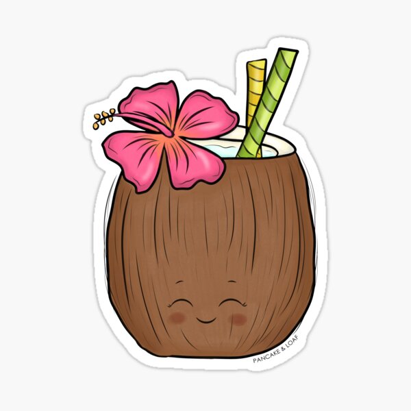 Happy Summer Coconut Drink Sticker for Sale by PancakeAndLoaf