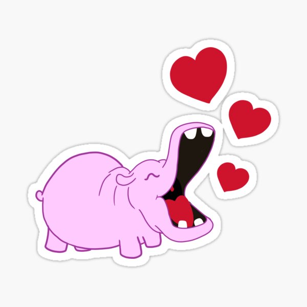 The Happy Hippo with hearts Sticker
