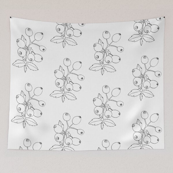 Item preview, Rosehips, Black And White Plant Artwork designed and sold by badlydrawnbabe.