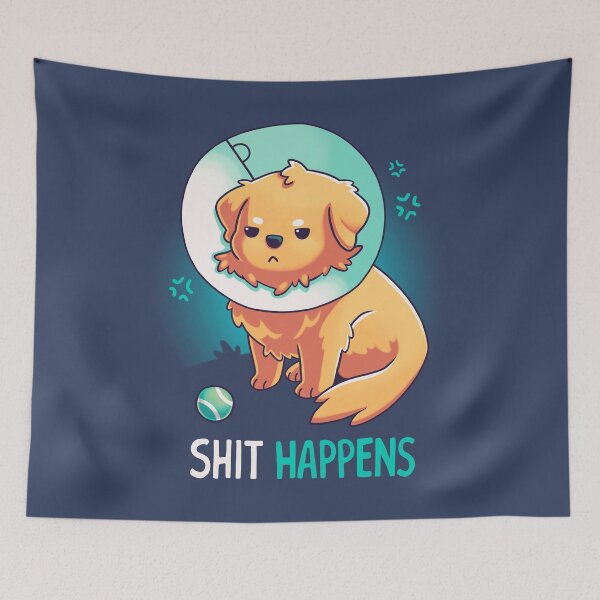Item preview, Shit Happens // Golden Retriever, Dogs, Cone of Shame designed and sold by Geekydog.