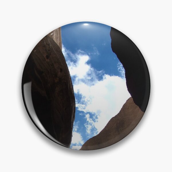 Item preview, Midday canyon shadows on the canyon walls in Kasha-Katuwe Tent Rocks National Monument contrast against the deep blue of the southwestern New Mexican sky and bright wispy clouds in the desert sunshine designed and sold by BoxOfGraphics.