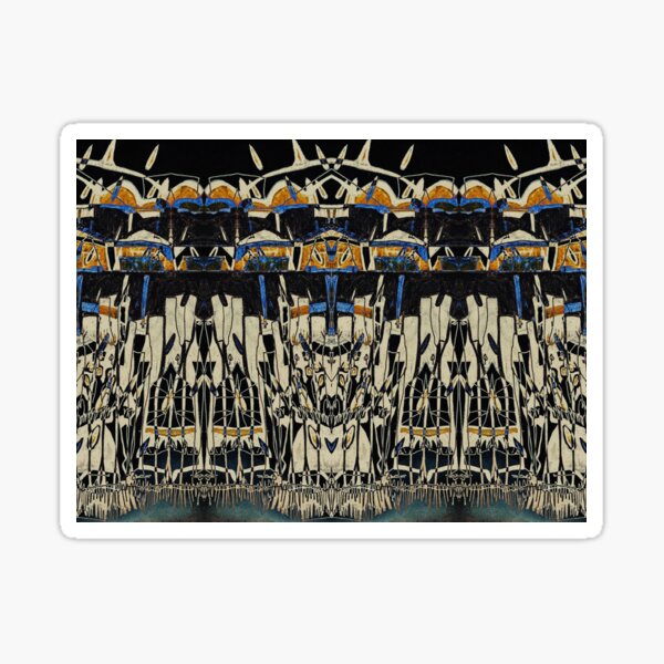 Fractal contrast black orange blue light color. Keepers of the lakes Sticker