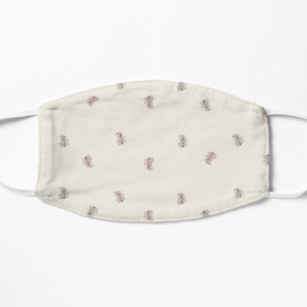 Brown and Cream Floral Leaf Pattern Flat Mask