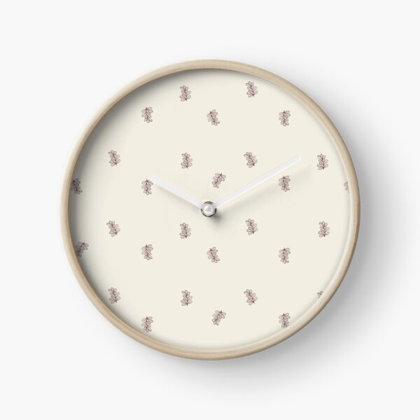 Brown and Cream Floral Leaf Pattern Clock
