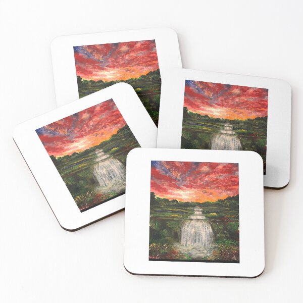 Item preview, Abstract landscape painting of a waterfall  designed and sold by Muaevanna.