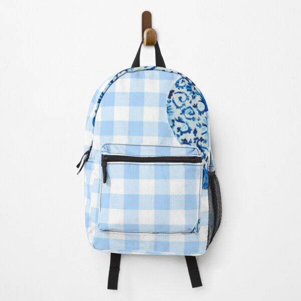 Item preview, Blue and White Ginger Jar with Gingham designed and sold by monpetitbijou.