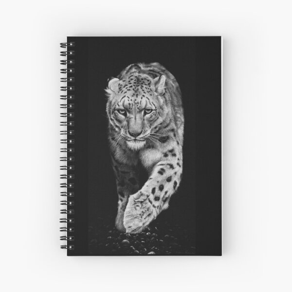 Snow Leopard Black and White Artwork Spiral Notebook