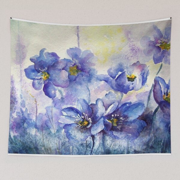 Artikelvorschau, Blaue Aquarell-Blumenmuster entworfen und verkauft von cindyfordyce.