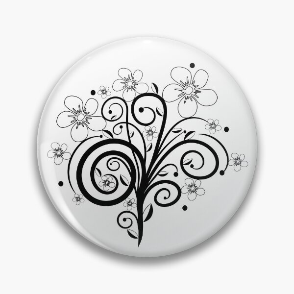 Item preview, Flower tendril, flowers, blossoms, floral, ornaments, black, white designed and sold by rhnaturestyles.