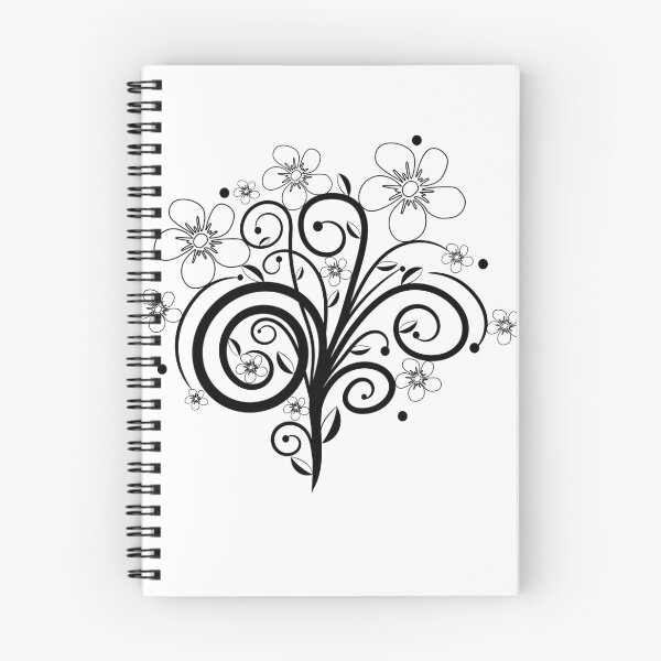 Item preview, Flower tendril, flowers, blossoms, floral, ornaments, black, white designed and sold by rhnaturestyles.