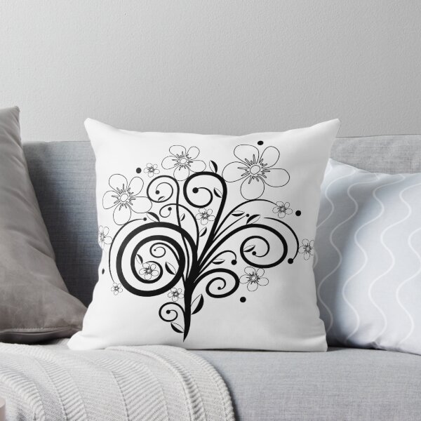 Item preview, Flower tendril, flowers, blossoms, floral, ornaments, black, white designed and sold by rhnaturestyles.