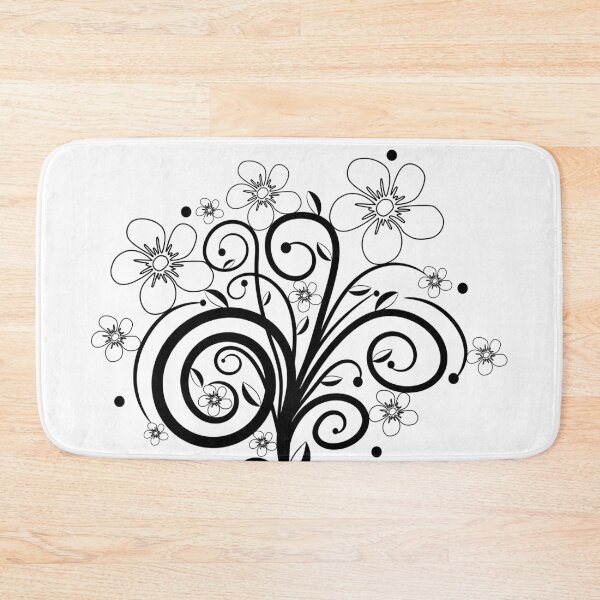 Item preview, Flower tendril, flowers, blossoms, floral, ornaments, black, white designed and sold by rhnaturestyles.