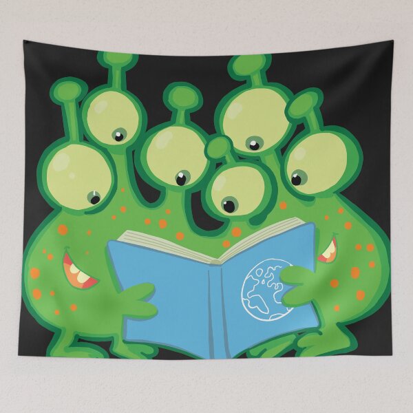 Item preview, aliens look at a book manual on planet earth designed and sold by duxpavlic.