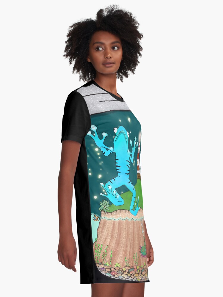 Alternate view of Poisonous Dart Frog and Lighthouse, Terrarium Jar No. 6 Graphic T-Shirt Dress