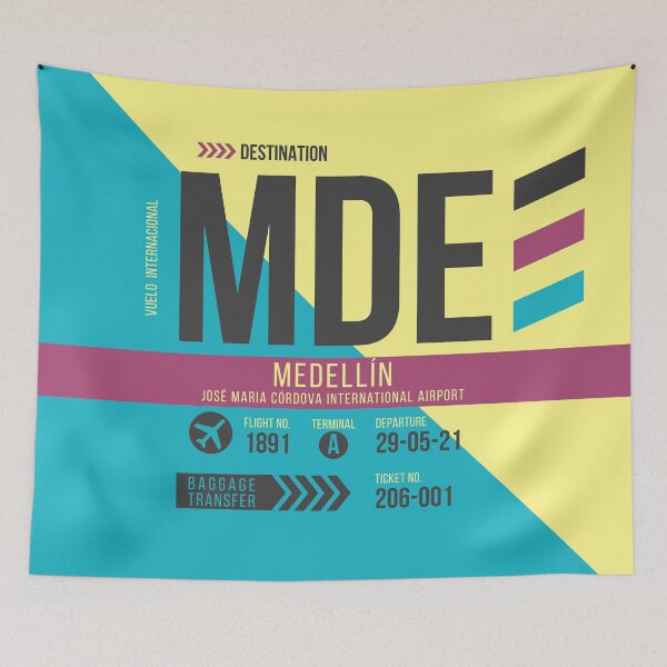 Aperçu de l'œuvre Étiquette de bagage de code d'aéroport de Medellin (MDE) créée et vendue par SLAG-Creative.