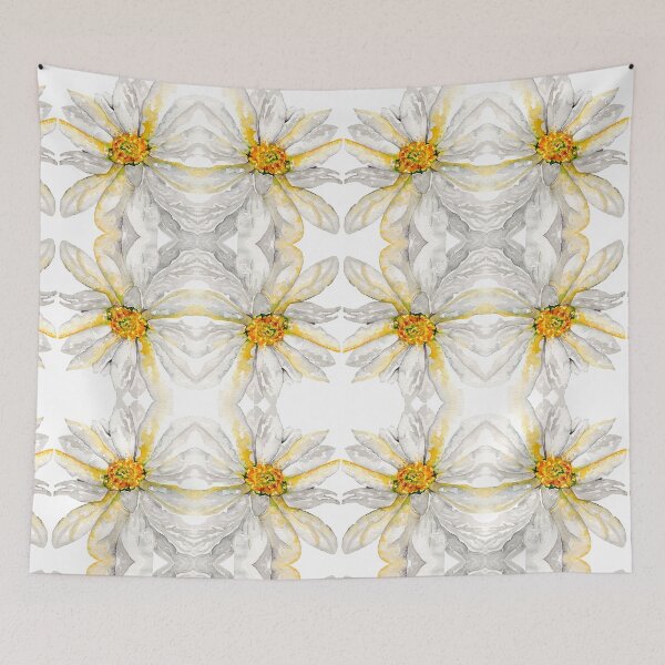 Item preview, Big White Daisy Kaleidoscope in Watercolour designed and sold by Julie Pickering.